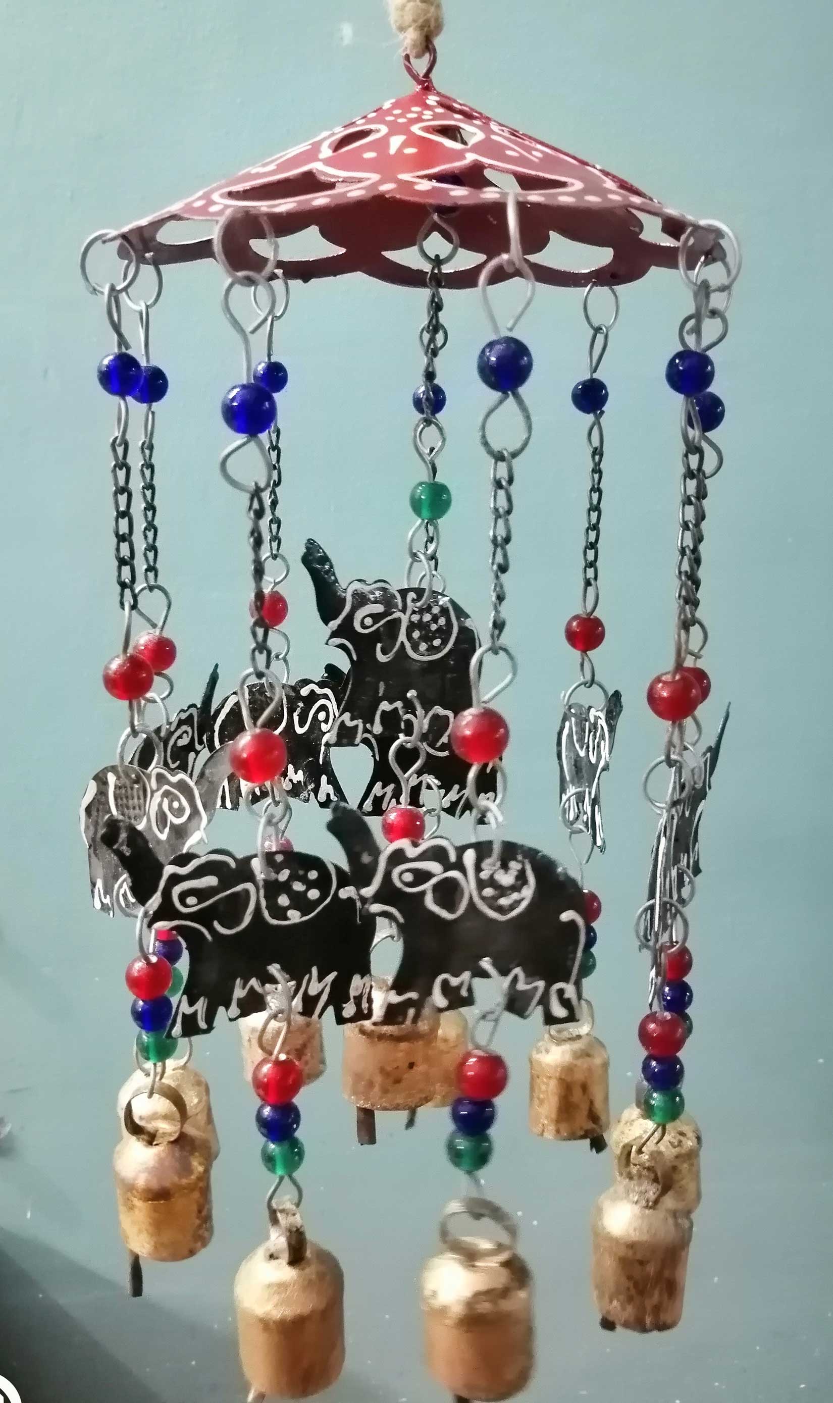 Elephant Wind Chimes with Beads & Bells - Home Decor