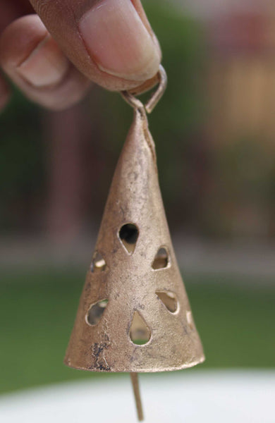 Indian Tin Bells Rustic Chime Shabby Chic Recycled Iron Rustic Cone Shape Bells 2" Inches Height