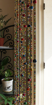 Bohemian Hippy Beaded Doorway Garland Boho Curtain 190 cm Strands with Jingle Bells Colorful Home Decor