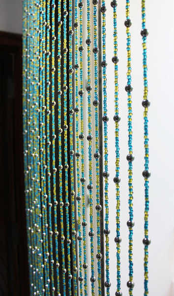 Bohemian Hippy Beaded Doorway Garland Boho Curtain 190 cm Glass Bead Strands with Jingle Bells Colorful Boho Home Decor