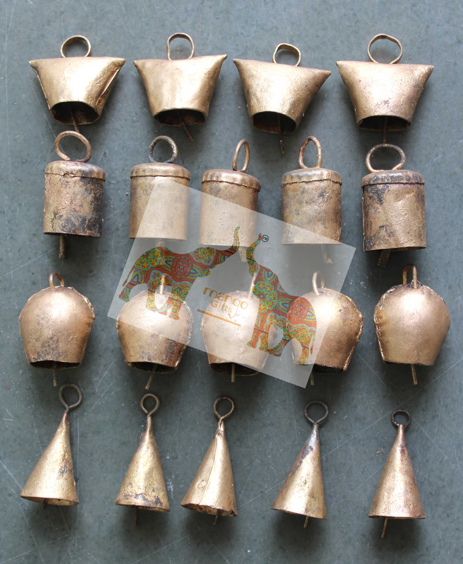 Rustic Iron Tin Wall Hanging Bells - Vintage Charm