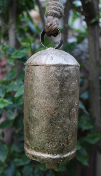 Shabby Chic Recycled Iron Rustic Antique Look bell 8" Inches H with wooden clapper inside