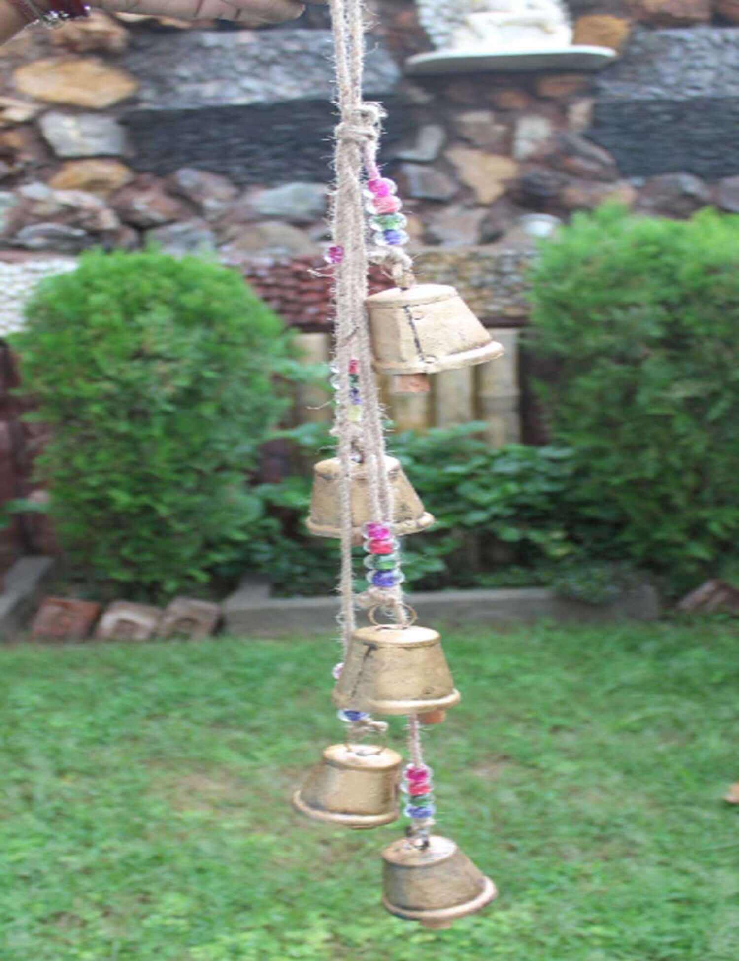 Handmade 5 Vintage Bells Hanging Chime Mobile String Decoration 72 cm Length - Mangogiftsstore