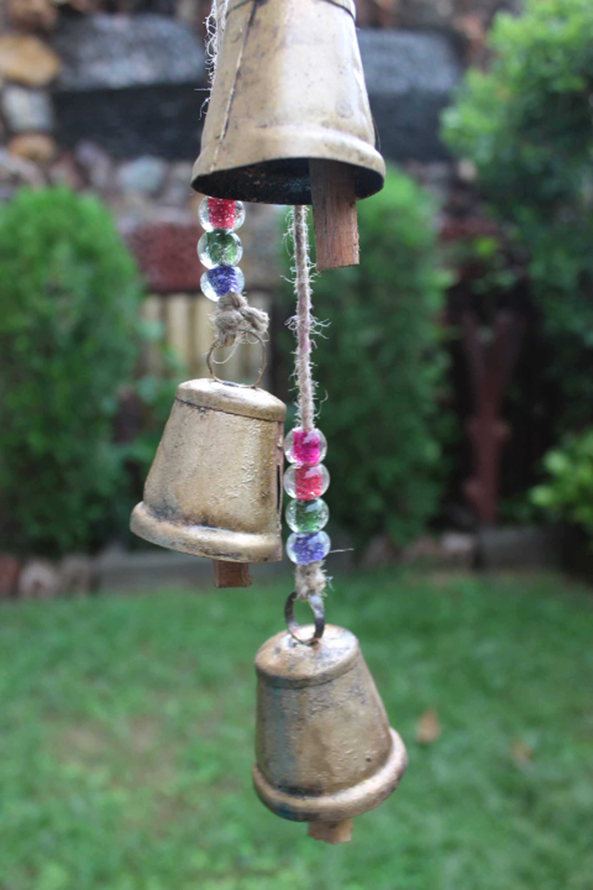 Handmade 5 Vintage Bells Hanging Chime Mobile String Decoration 72 cm Length - Mangogiftsstore