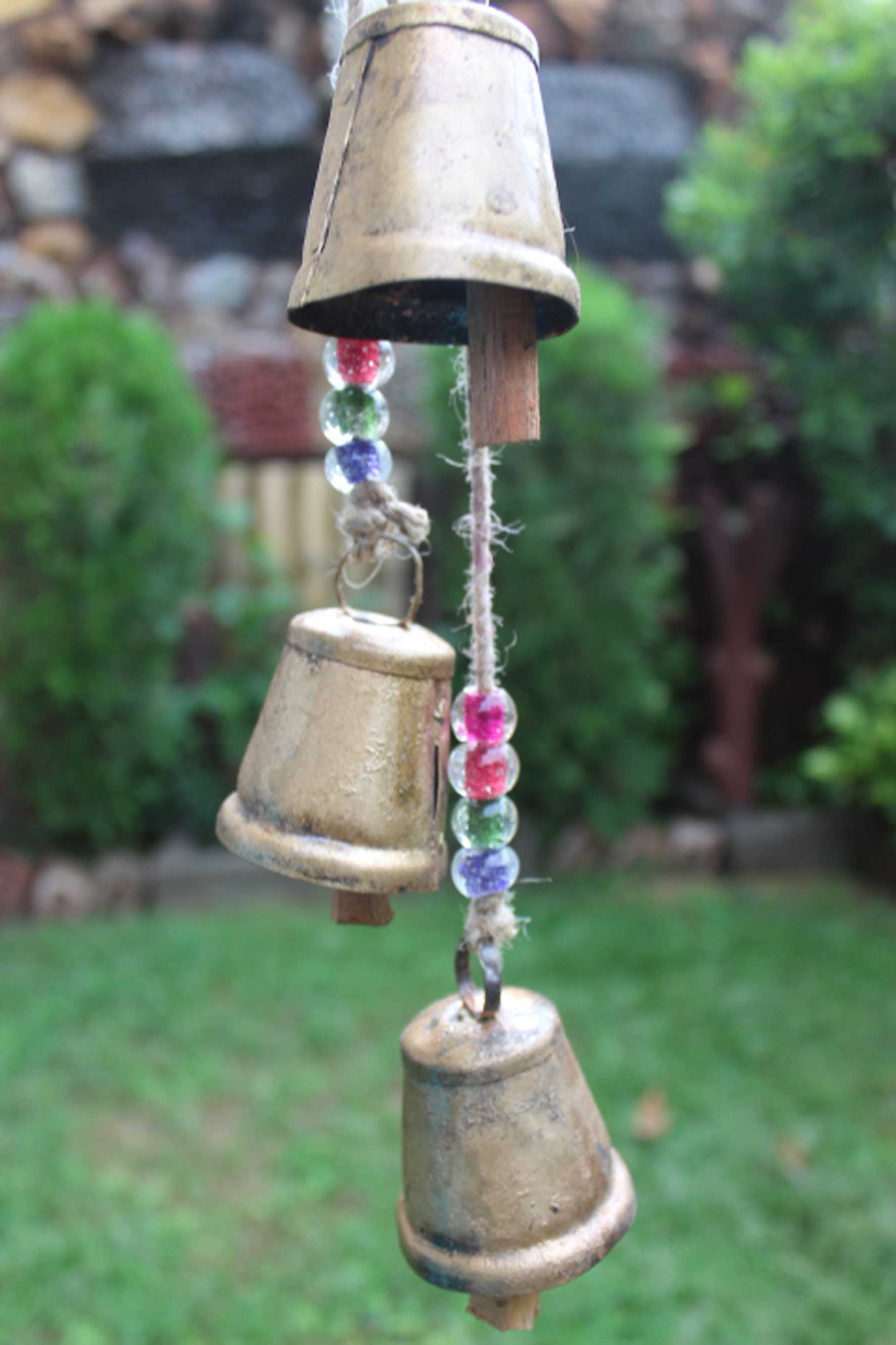 Handmade 5 Vintage Bells Hanging Chime Mobile String Decoration 72 cm Length - Mangogiftsstore