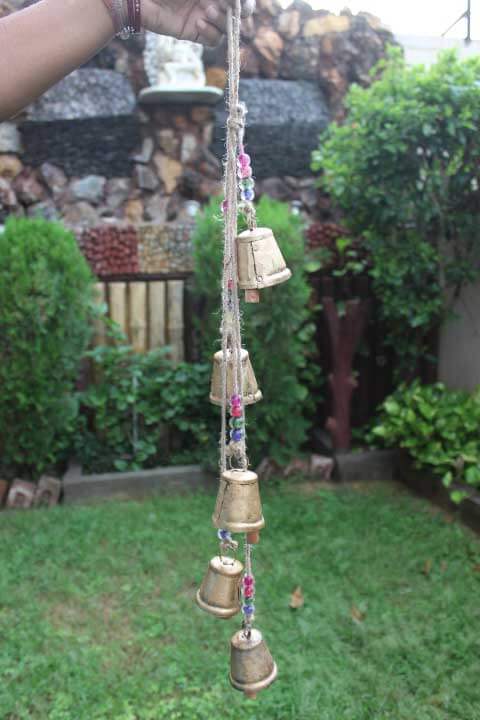 Handmade 5 Vintage Bells Hanging Chime Mobile String Decoration 72 cm Length - Mangogiftsstore