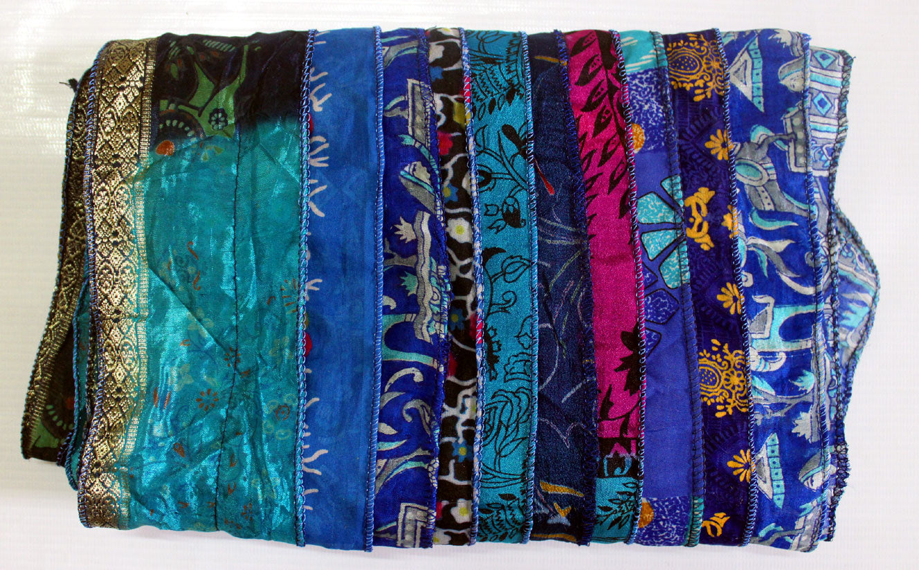 Indian Vintage Silk Sari Handmade Recycled Scarves Stoles Patchwork scarf wraps - Mangogiftsstore