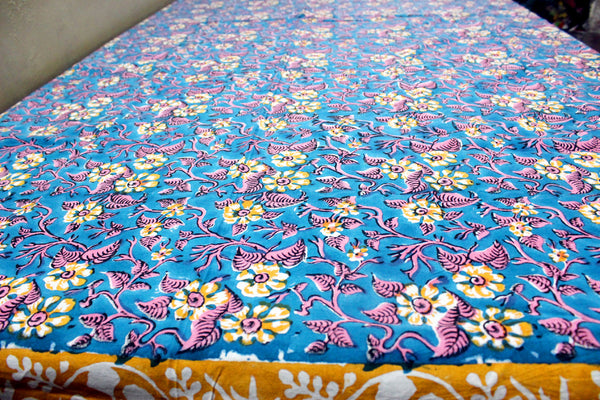 INDIAN Hand Block Print Indian Tablecloth 100%cotton Floral Rectangular 152*228cm Table Cover Wholesale - Mangogiftsstore