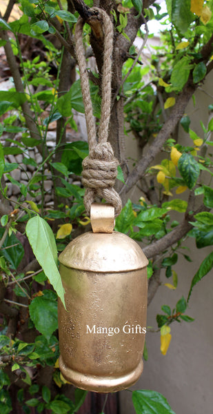 Shabby Chic Recycled Iron Rustic Antique Look bell 8" Inches H with wooden clapper inside