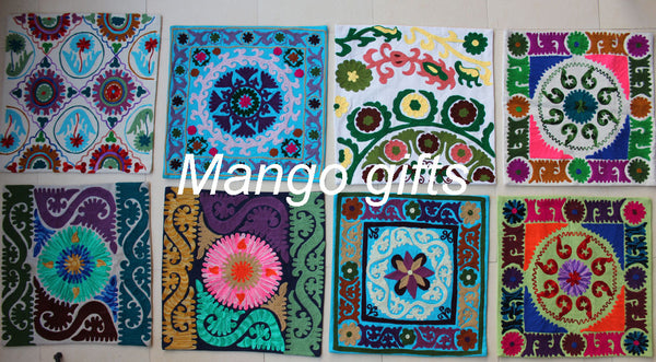 Indian Embroidered Suzani Cushion Cases/Covers (Wholesale lot 25 Pcs) - Mangogiftsstore