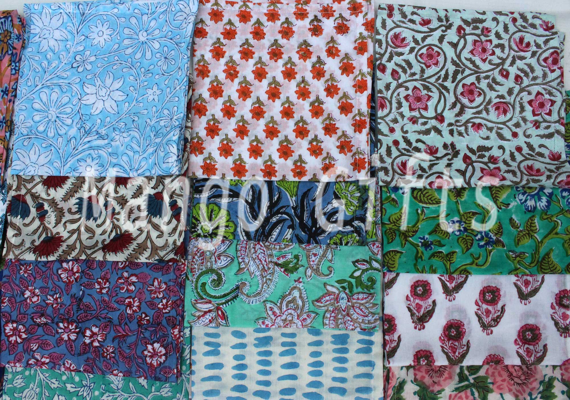 Indian Hand Block Print 100%Cotton Voile Fabric Table Napkins Hankey Assorted WHOLESALE Lot Free Shipping Indian