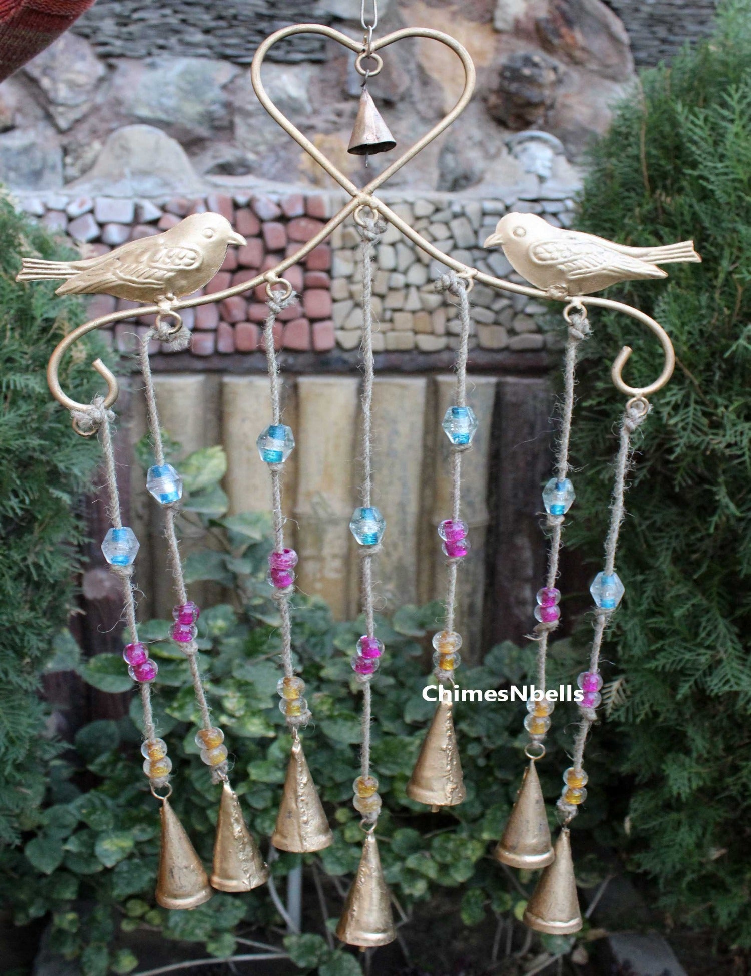 7 Bells Hanging Bird Wind Chime - Handmade Indoor/Outdoor
