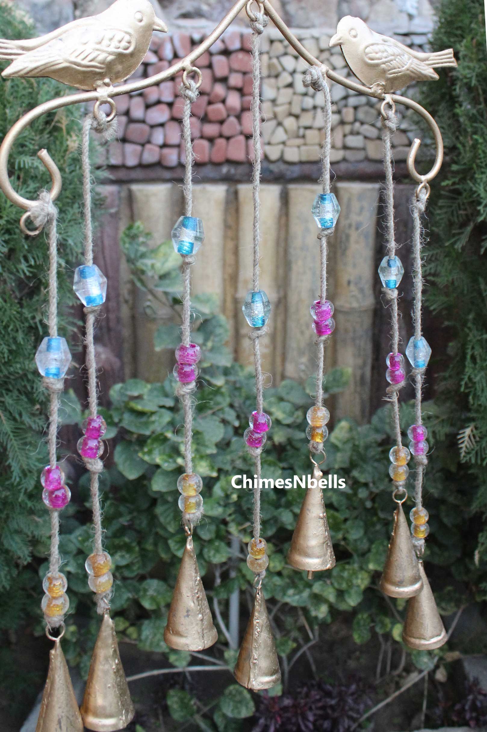 7 Bells Hanging Bird Wind Chime - Handmade Indoor/Outdoor