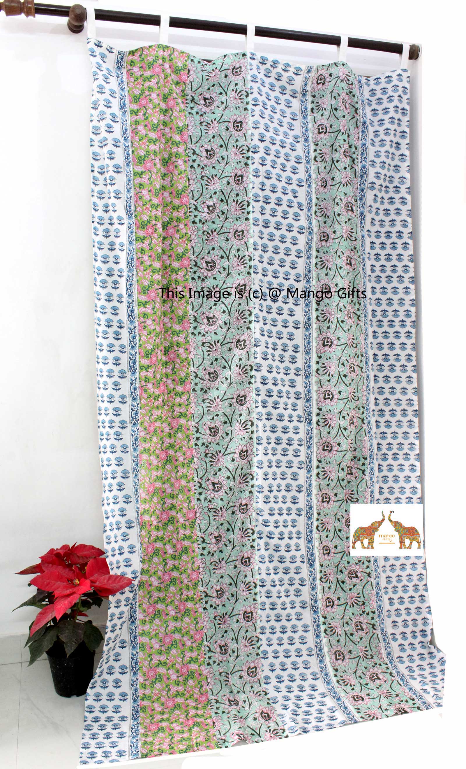 Wholesale Indian Hand Block print Patchwork Boho Curtain Window Panels 100%Cotton - Mangogiftsstore