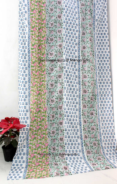 Wholesale Indian Hand Block print Patchwork Boho Curtain Window Panels 100%Cotton - Mangogiftsstore