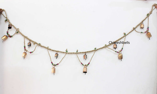 Bells on String Jute Garland Handmade Hanging Decoration wind chimes and bells 