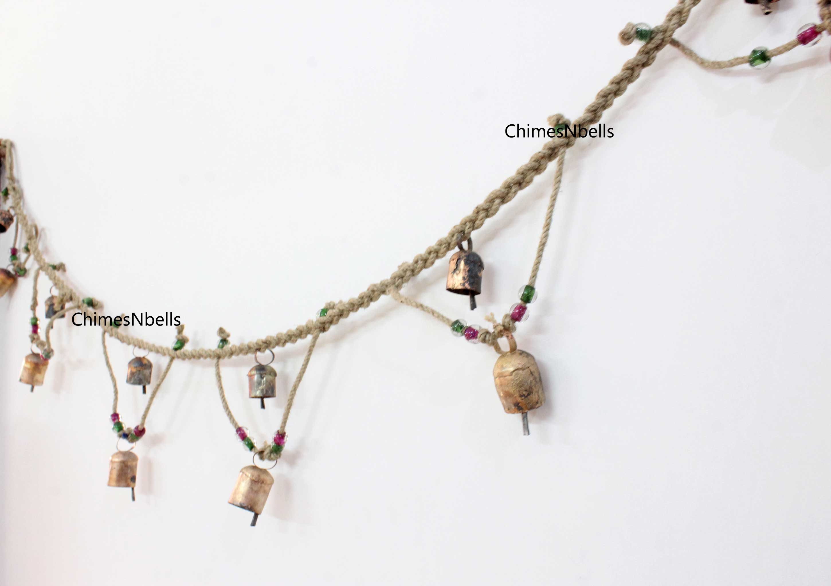 Handmade Jute Garland with Bells - 150 cm Indian Toran