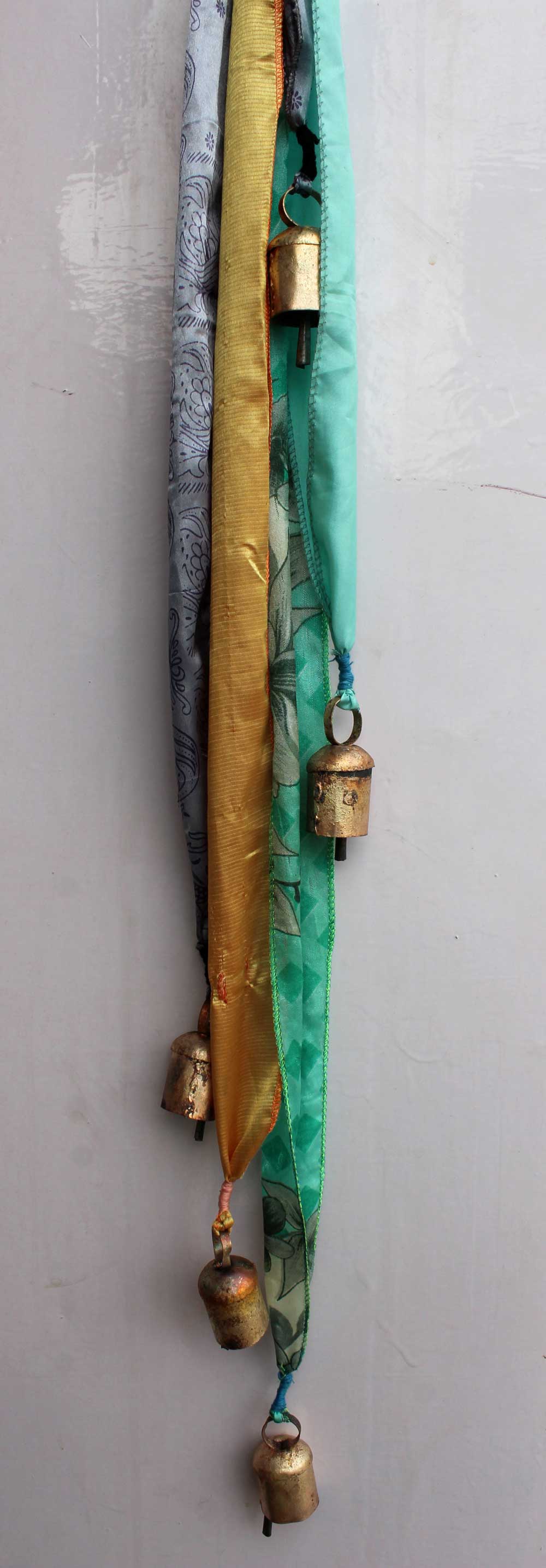 Door Hangings Bells on rope,Boho,Boho Decor,Boho Theme,Recycle Iron bells,Recycled Sari,Shabby Chic Vintage bells