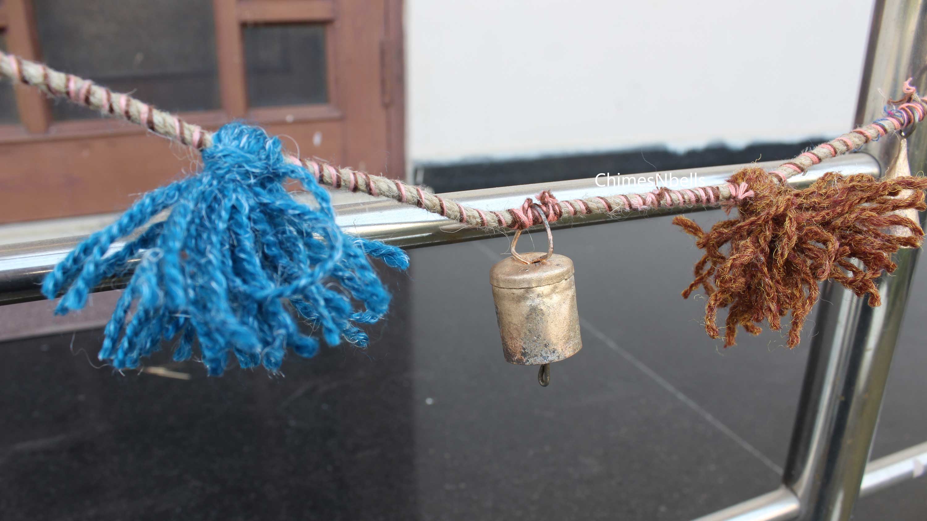 Iron Tin Bells on Jute string Garland Outdoor Indoor Patio Party Decoration - Mangogiftsstore