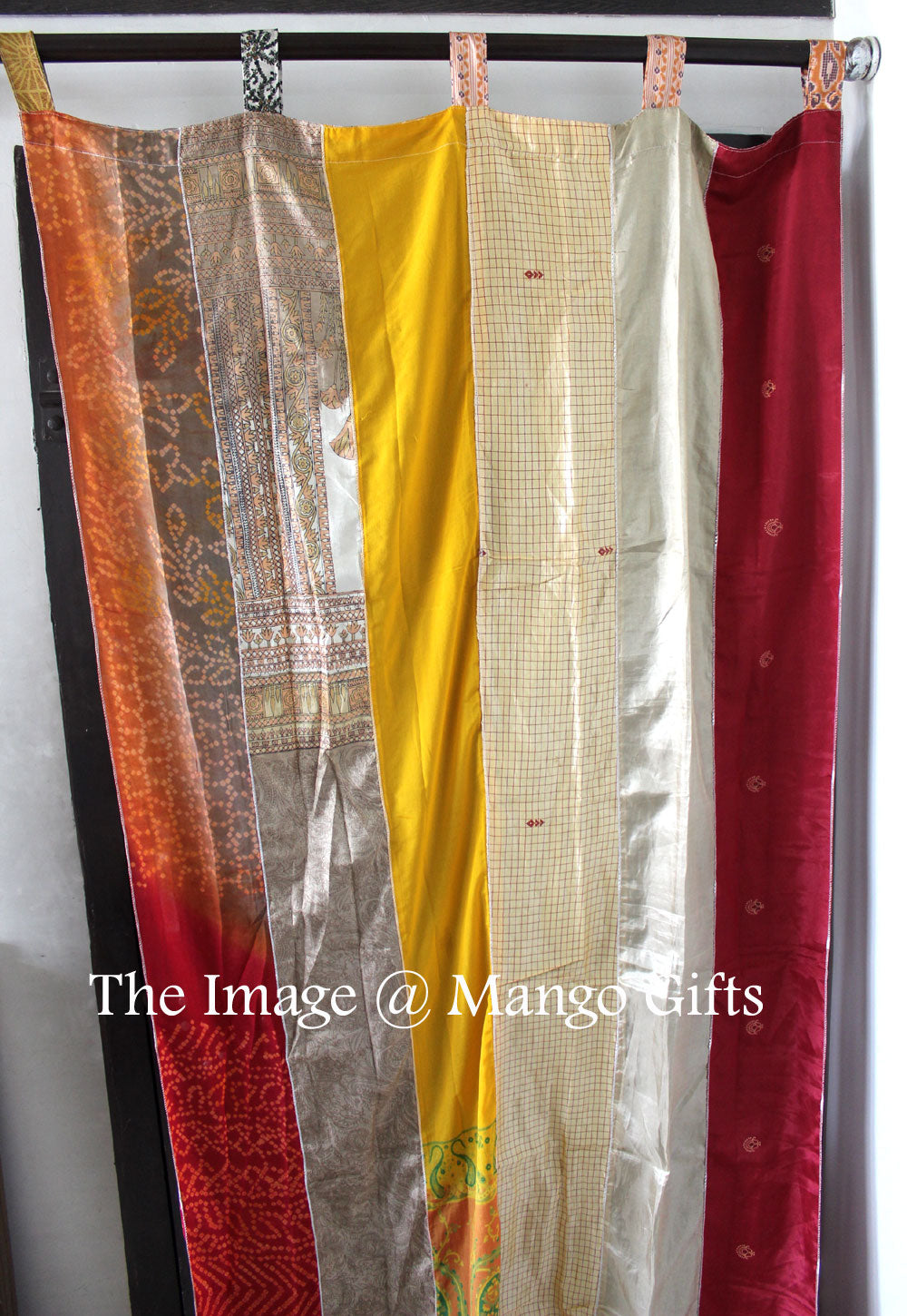 Indian Old Sari Multicolor Curtain Door Drape Window Decor Silk Saree Curtain - Mangogiftsstore