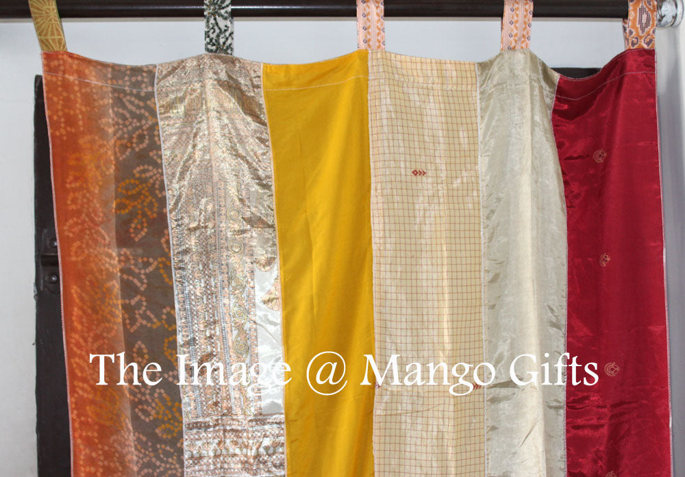 Indian Old Sari Multicolor Curtain Door Drape Window Decor Silk Saree Curtain - Mangogiftsstore