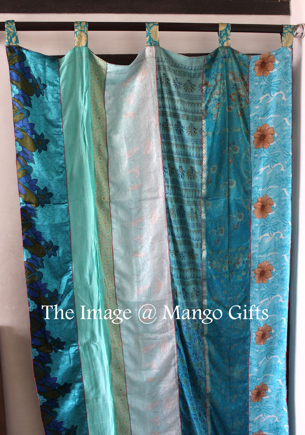 Indian Old Sari Multicolor Curtain Door Drape Window Decor Silk Saree Curtain - Mangogiftsstore
