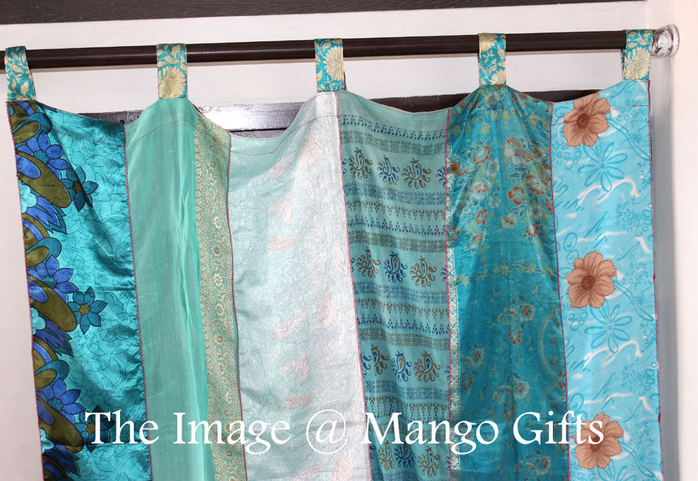 Indian Old Sari Multicolor Curtain Door Drape Window Decor Silk Saree Curtain - Mangogiftsstore