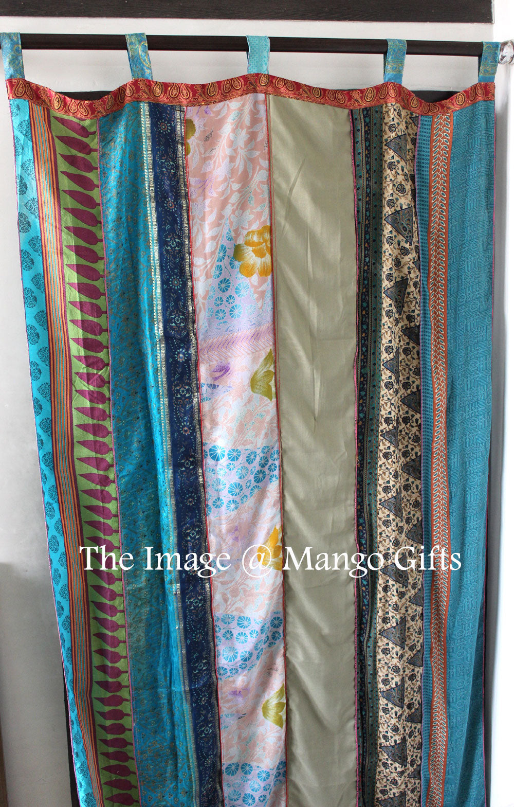 Indian Old Sari Multicolor Curtain Door Drape Window Decor Silk Saree Curtain - Mangogiftsstore