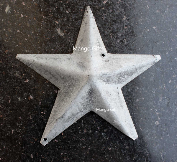 RUSTIC PRIMITIVE GALVANIZED RUSTY 5" BARN STAR METAL TIN COUNTRY FARMHOUSE - Mangogiftsstore