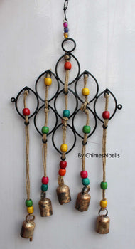 Recycled Iron Windchime Beads and Bell Hanging Outdoor Indoor Patio Decoration Mobiles - Mangogiftsstore