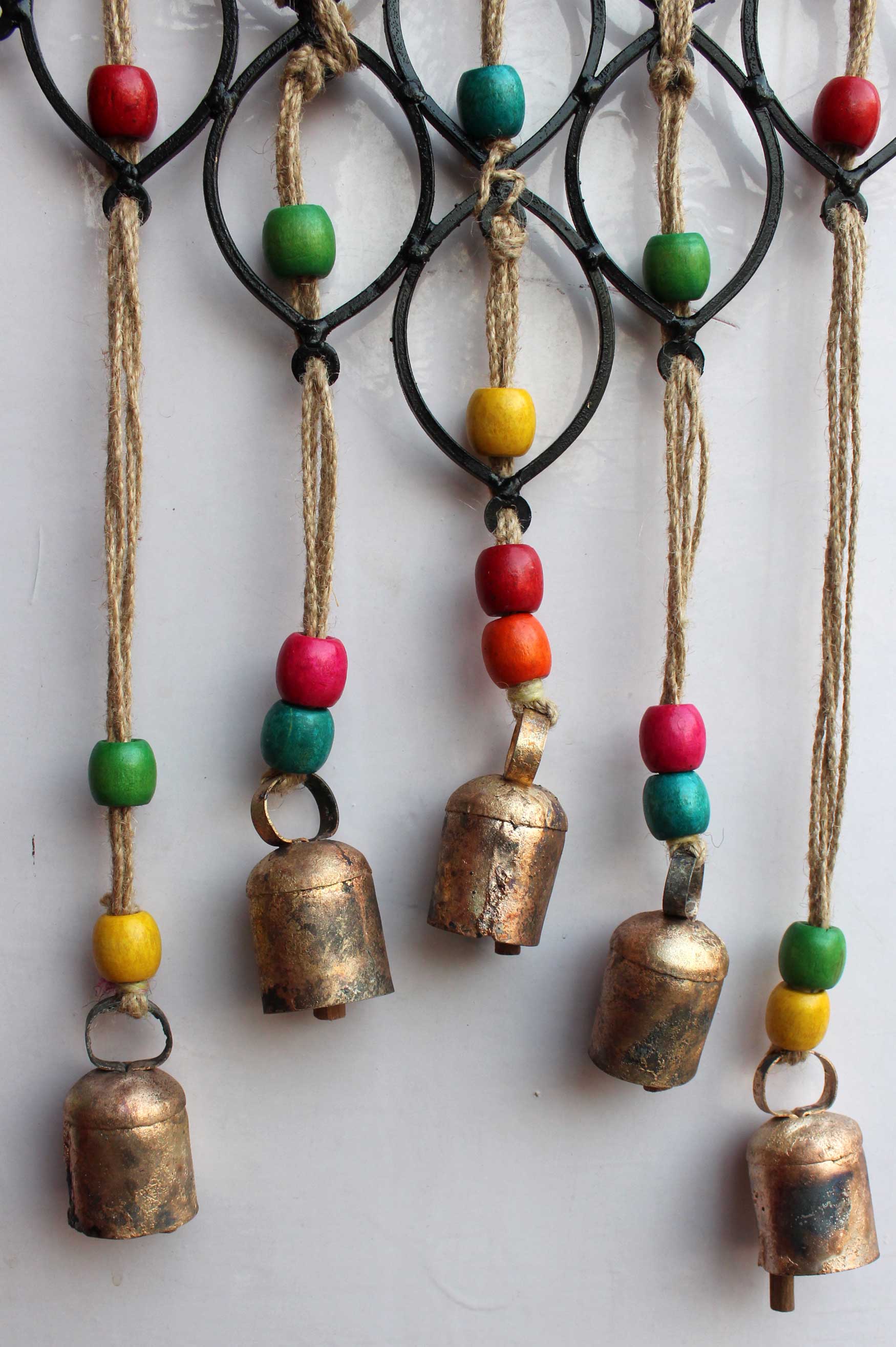 Recycled Iron Windchime Beads and Bell Hanging Outdoor Indoor Patio Decoration Mobiles - Mangogiftsstore