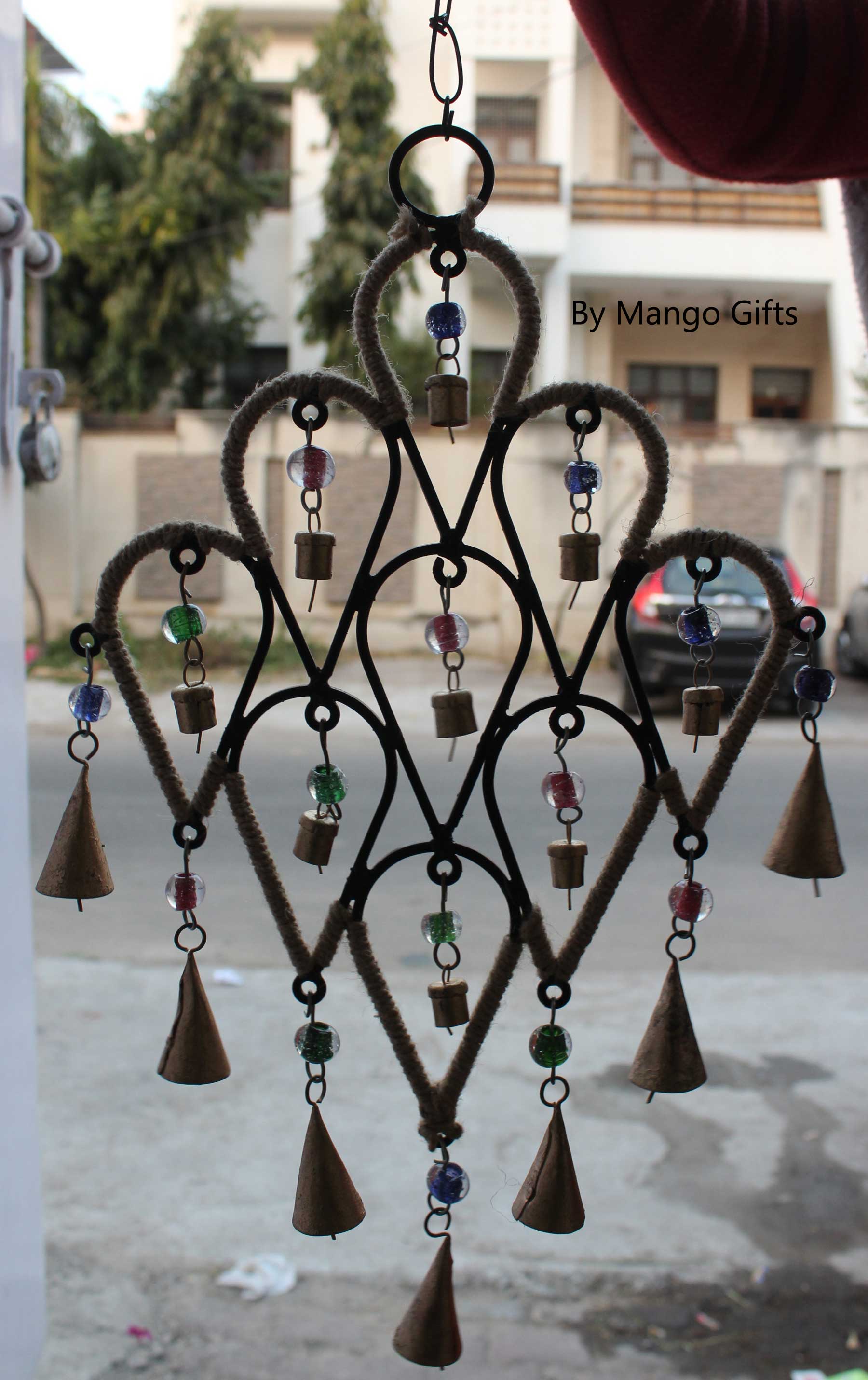 Recycled Iron Teardrop Wall Hanging Suncatcher Indian Metal Crafts - Mangogiftsstore