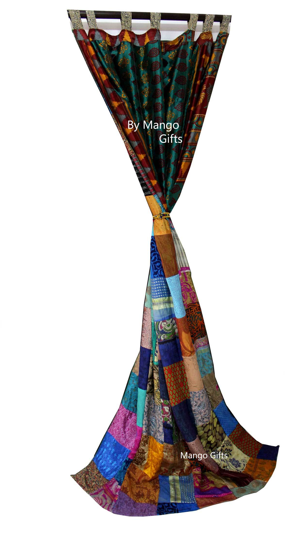 Boho,Boho Curtains,Boho Decor,Boho Theme,Drapes,Gypsy,Handcrafted,Handmade,Hippie,Hippie hippy,IndianSilk Sari,Multicolour,Old Sari,Panels,Patchwork,Recycled Sari,Vintage,Window Curtains