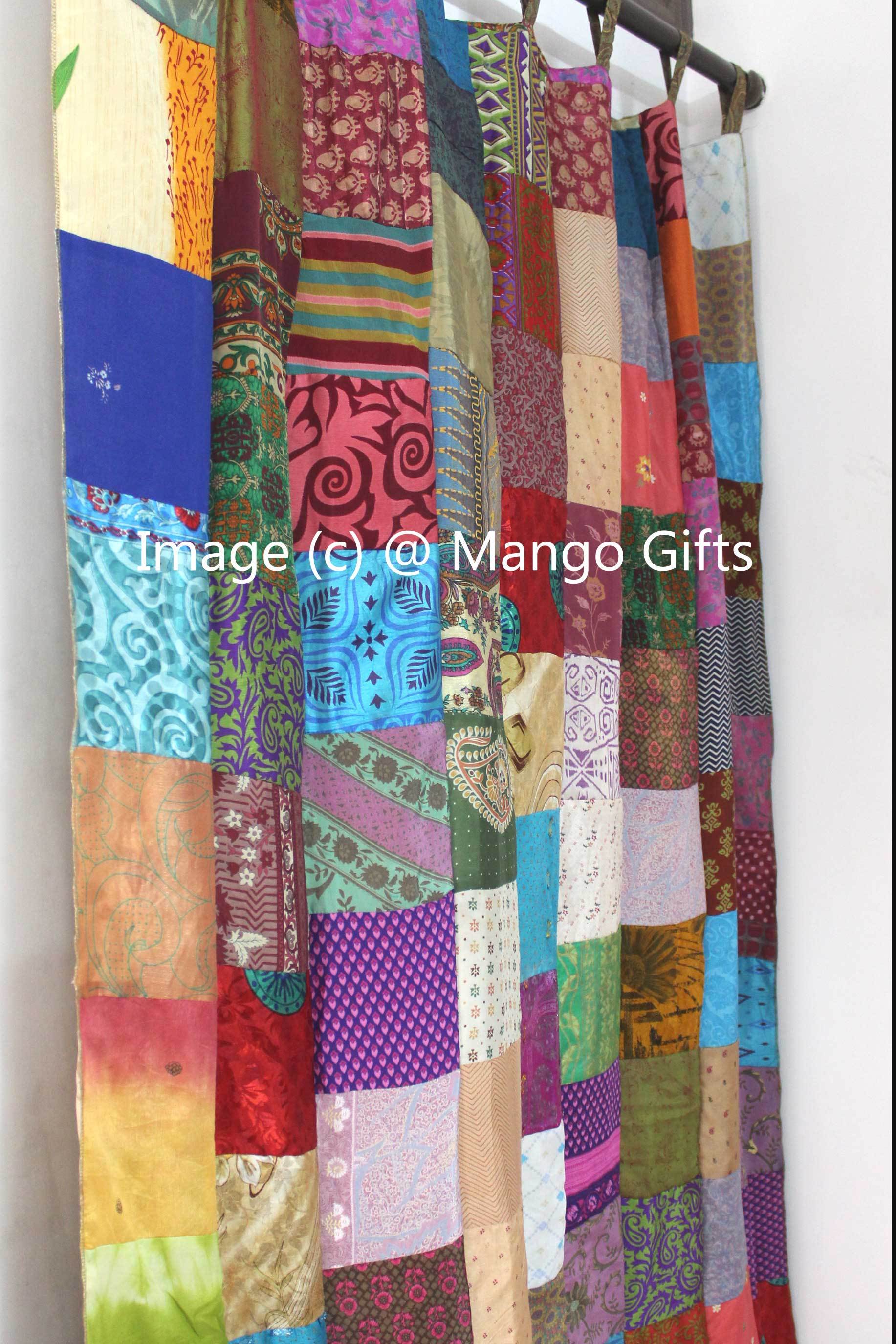 Boho,Boho Curtains,Boho Decor,Boho Theme,Drapes,Gypsy,Handcrafted,Handmade,Hippie,Hippie hippy,IndianSilk Sari,Multicolour,Old Sari,Panels,Patchwork,Recycled Sari,Vintage,Window Curtains