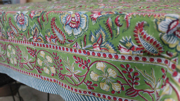 Hand Block Print India Table Cloth 60 x 90 Inches 100% Cotton Table Cover Floral Print - Mangogiftsstore