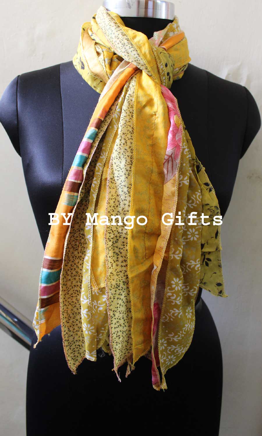 Vintage Indian Silk Sari Saree Recycled Scarves Patchwork scarf Headwraps Wholesale Lots Mango Gifts - Mangogiftsstore