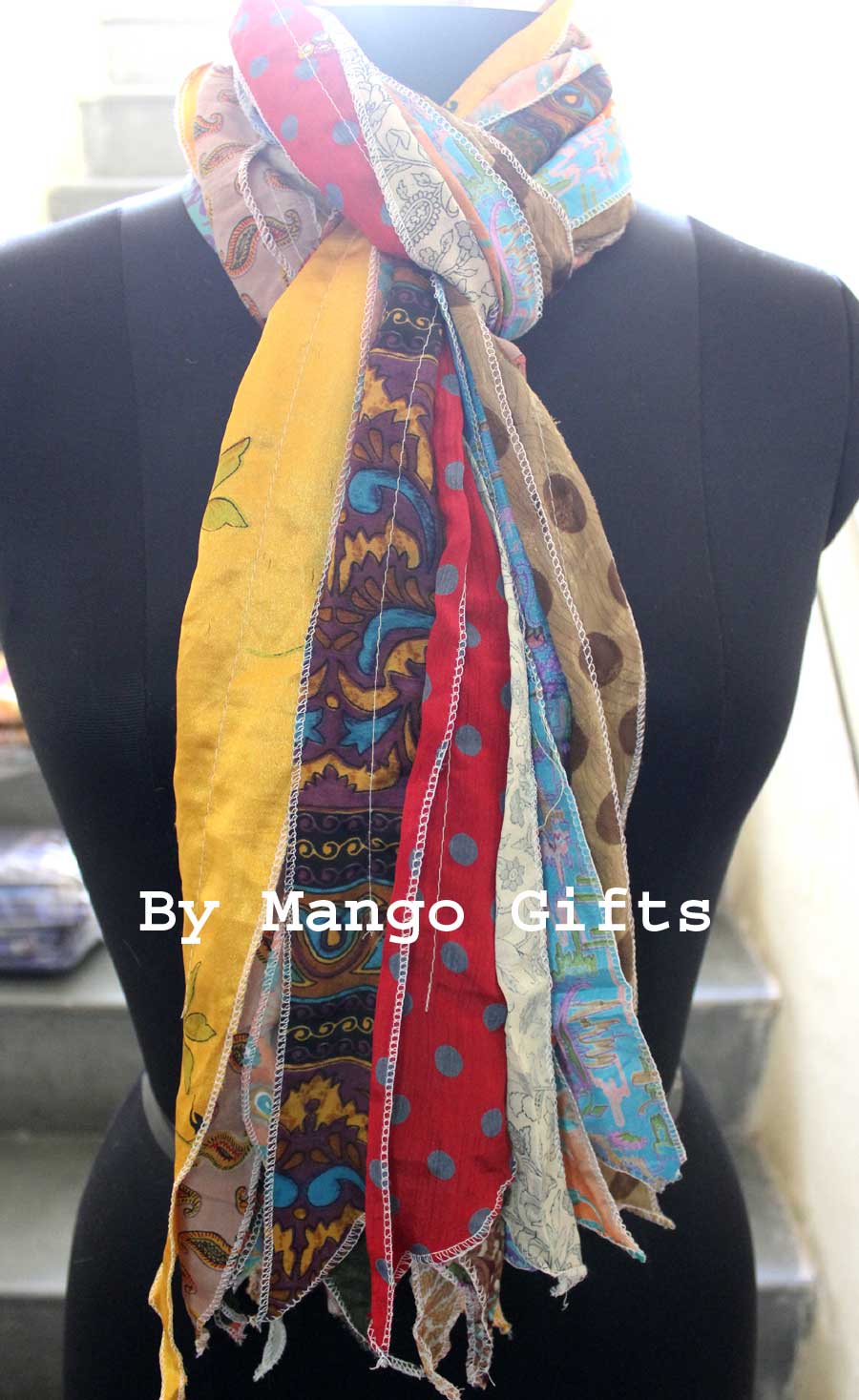 Vintage Indian Silk Sari Saree Recycled Scarves Patchwork scarf Headwraps Wholesale Lots Mango Gifts - Mangogiftsstore
