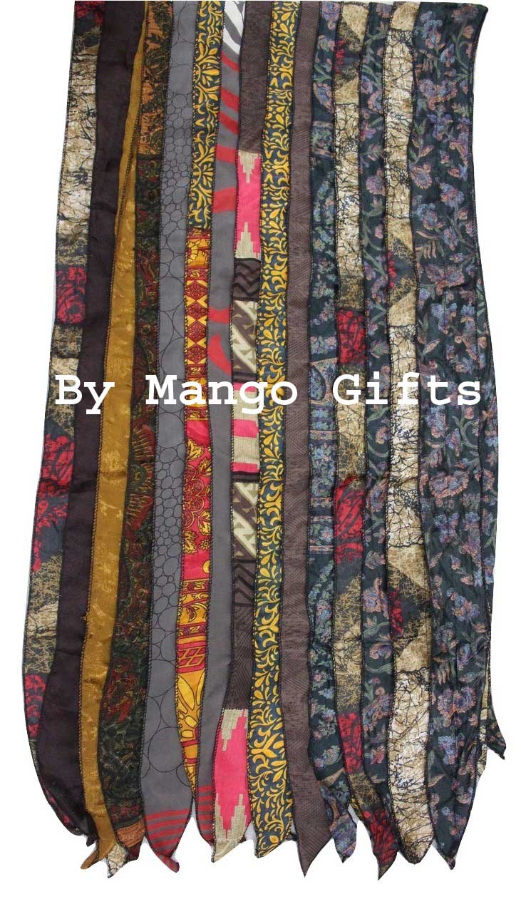 Vintage Indian Silk Sari Saree Recycled Scarves Patchwork scarf Headwraps Wholesale Lots Mango Gifts - Mangogiftsstore
