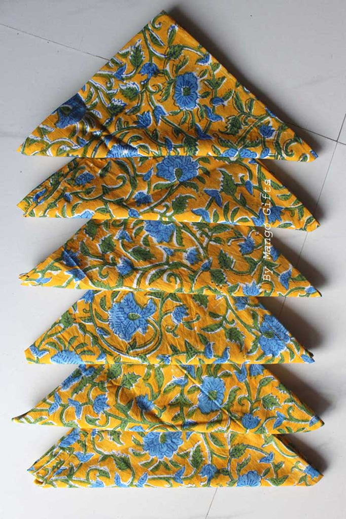 Cloth Napkins Set of 12 Cotton Kitchen & Table Linens Indian Hand Block  Print Ha