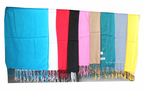 Womens Pashmina Shawl Wrap Scarf Solid Color Scarves Wholesale Lot - Mangogiftsstore