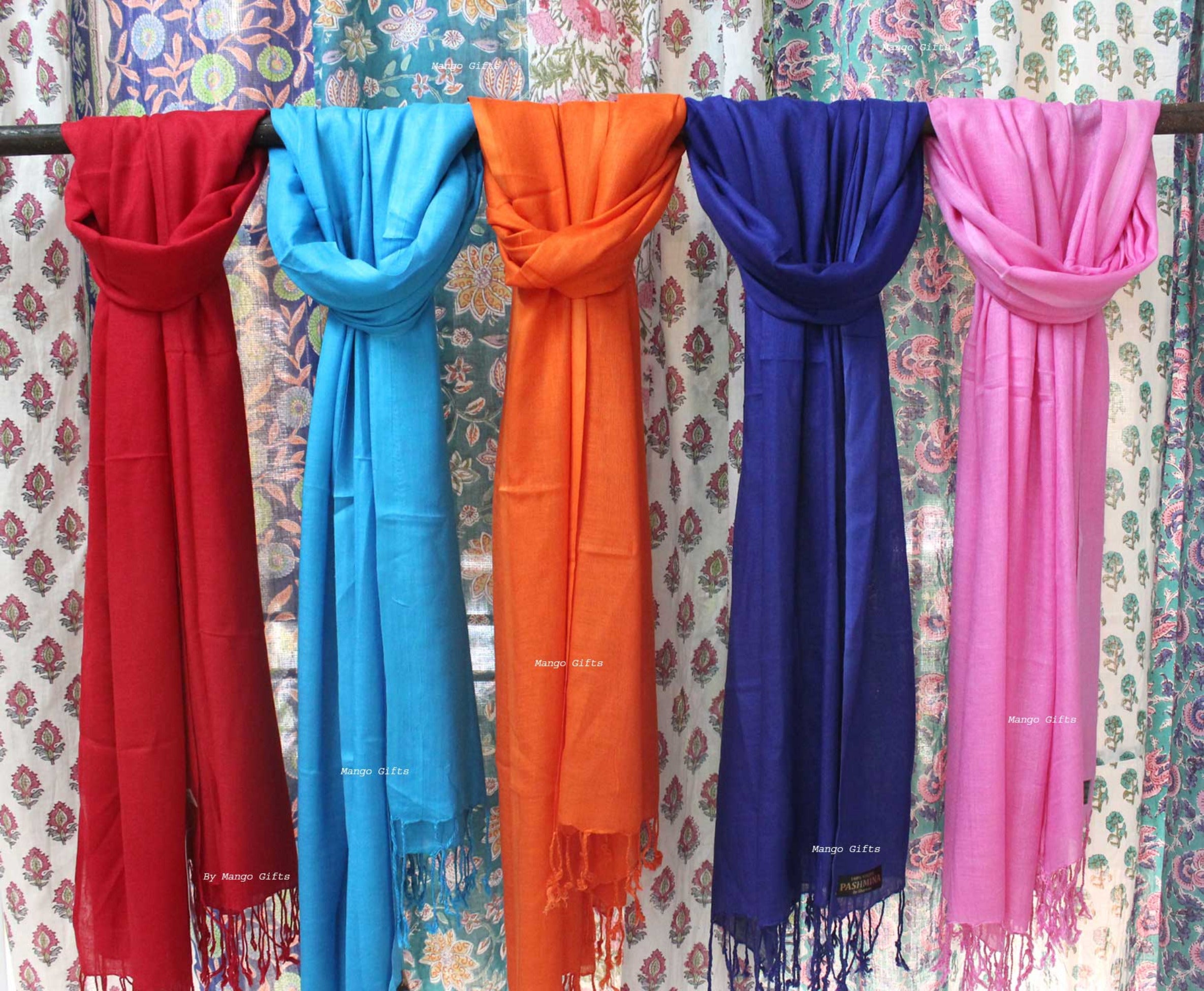 Womens Pashmina Shawl Wrap Scarf Solid Color Scarves Wholesale Lot - Mangogiftsstore