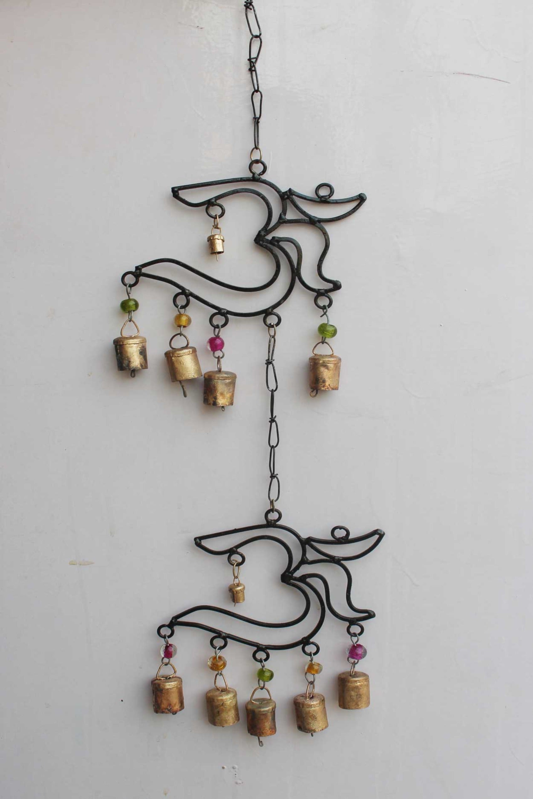 Handcrafted Recycled Iron OM Windchime for Decor