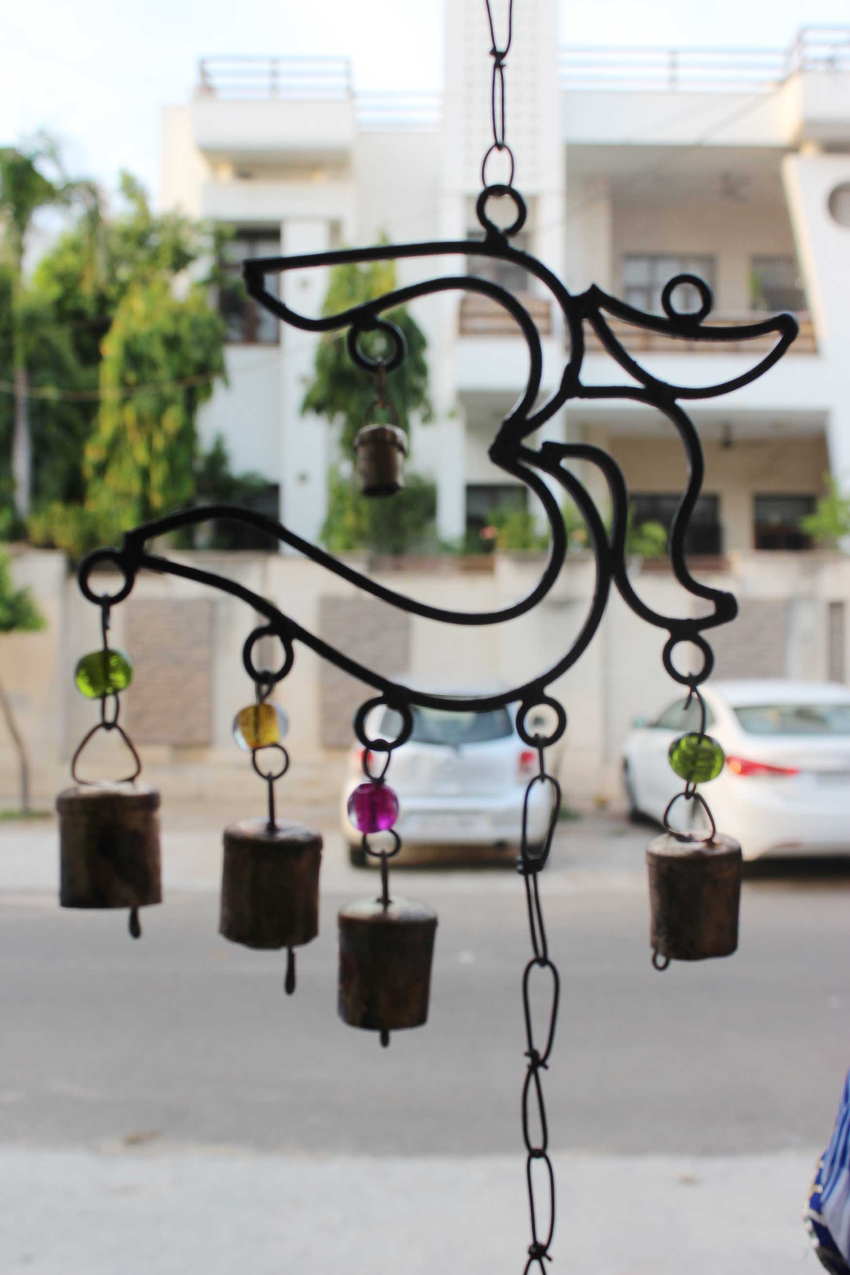 Handcrafted Recycled Iron OM Windchime for Decor