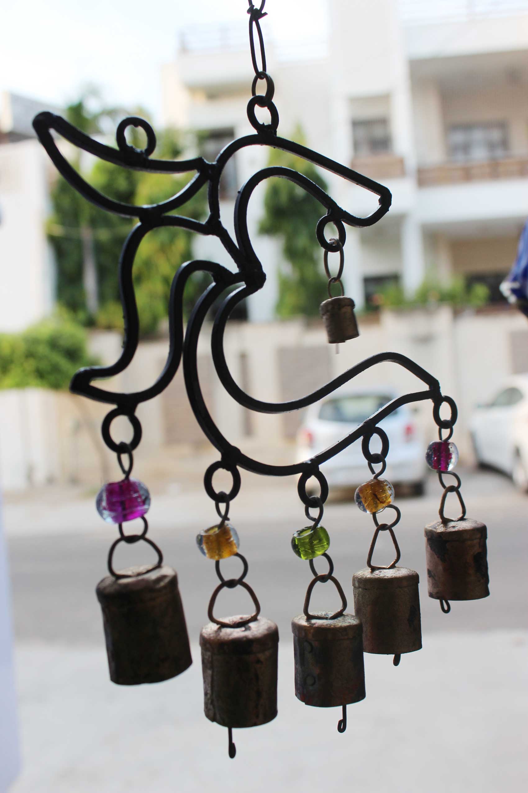 Handcrafted Recycled Iron OM Windchime for Decor