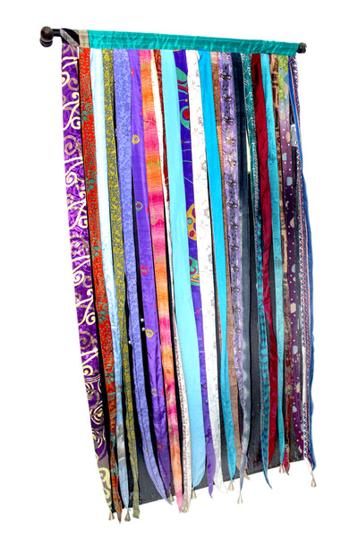 Recycled Silk Sari Curtain Boho Theme Room Divider Window Curtain 