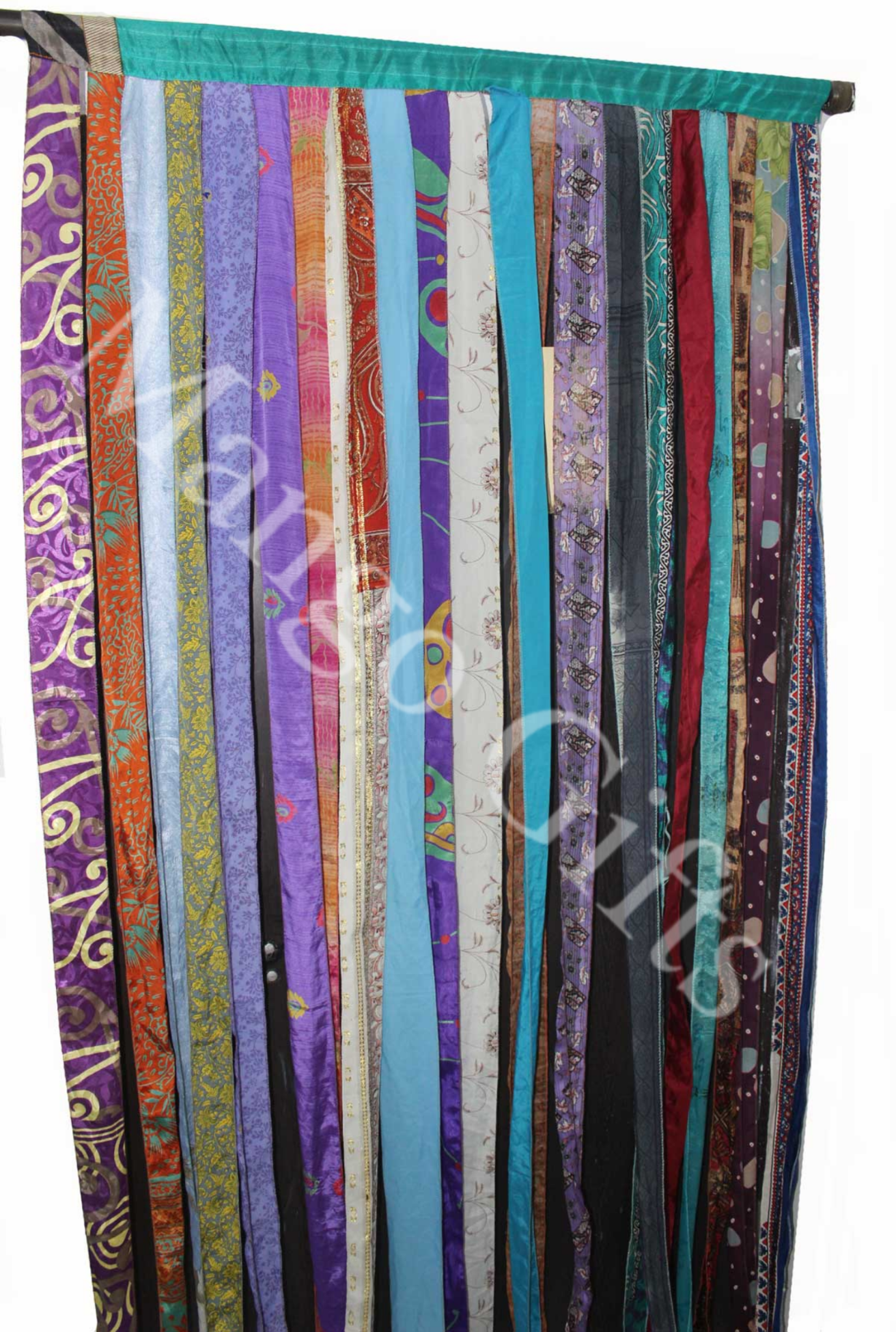 Boho Old Silk Sari Ribbon Doorway Curtain - 85x45 Inch