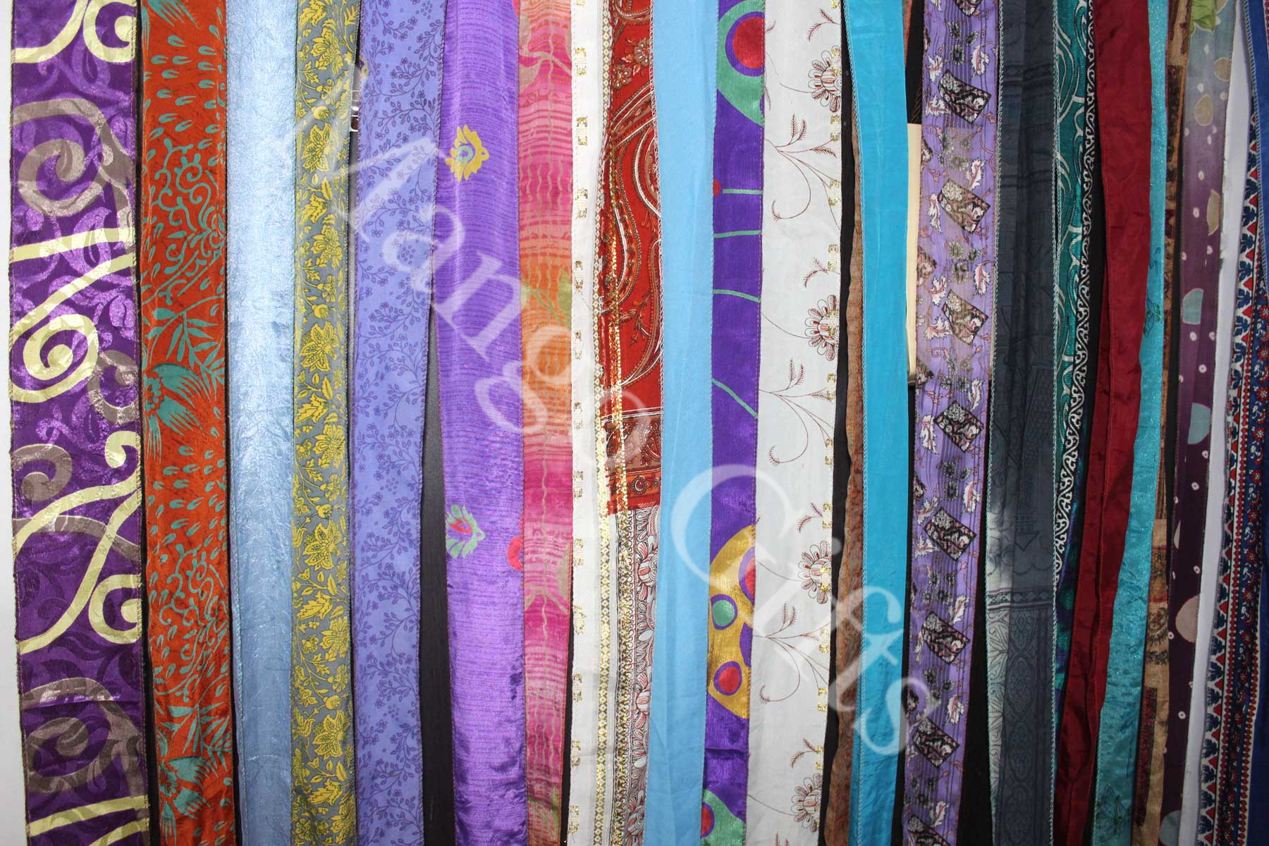 Boho Old Silk Sari Ribbon Doorway Curtain - 85x45 Inch
