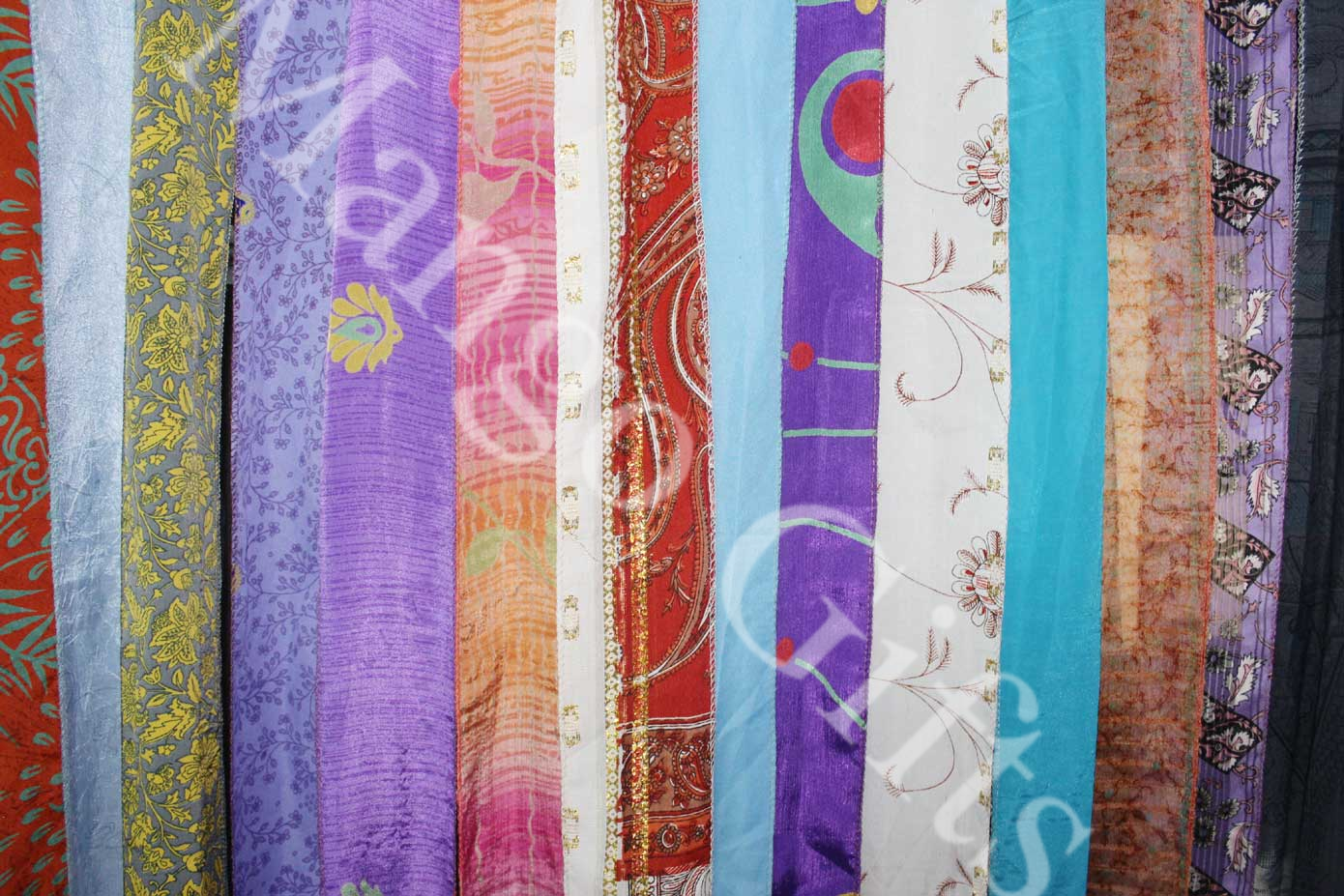 Boho Old Silk Sari Ribbon Doorway Curtain - 85x45 Inch