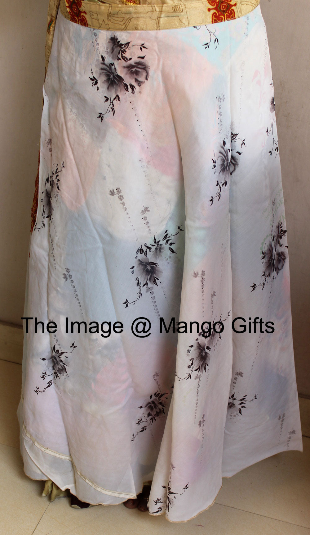 Vintage Silk Sari Recycled Patchwork Magic Wrap Around Skirt Reversible Dress - Mangogiftsstore