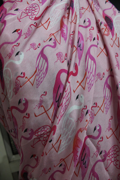 Pink Color Scarf Bird Prints Digital Graphics Printed women wear 